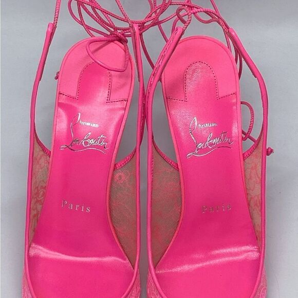 Christian Louboutin Kate 85mm Lace-Up Lace Pumps - Picture 9 of 12